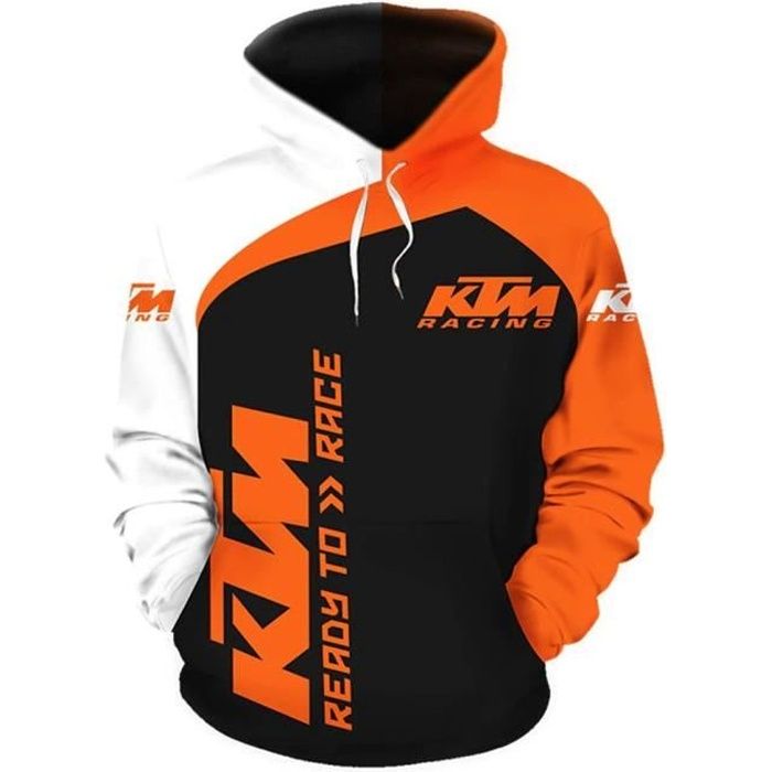 Sweatshirt capuche K T M avec impression numerique Gris clair Noir Gris clair noir Cdiscount Pret a Porter