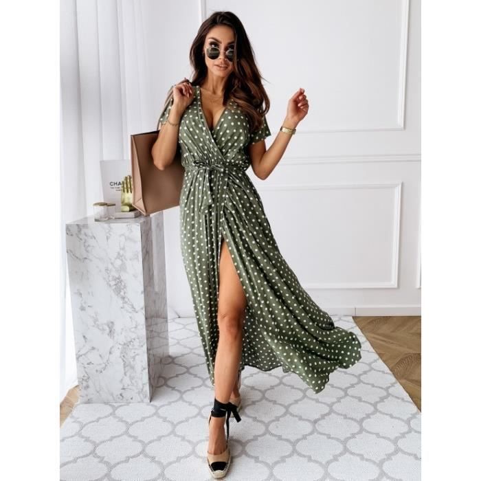 Robe verte à pois top