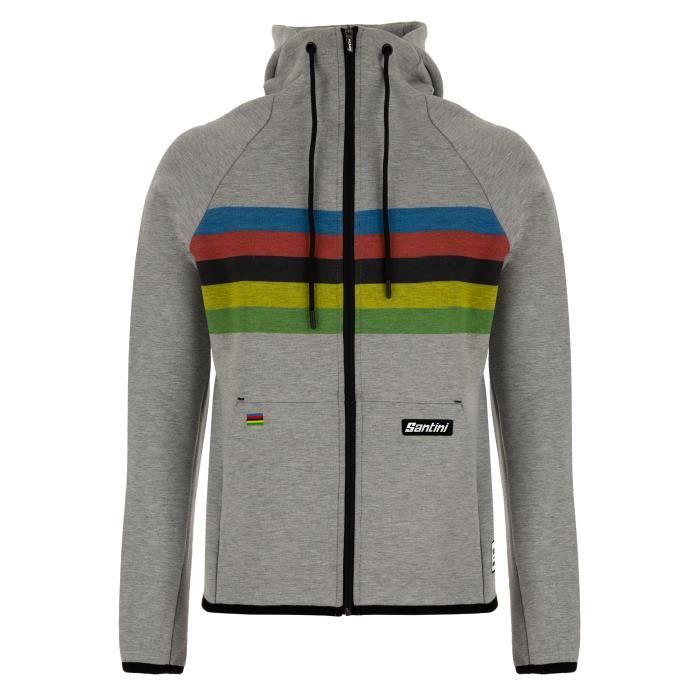 Veste à capuche Santini Iride - Gris - Homme - Adulte - Double couche de laine polaire douce