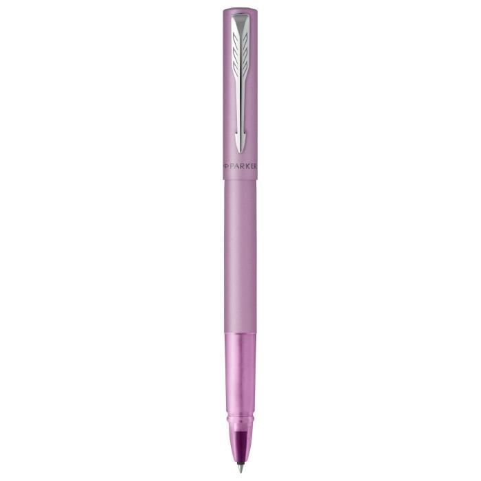 PARKER VECTOR XL stylo roller, laque lilas métallisée sur laiton, recharge noire pointe fine, Coffret cadeau