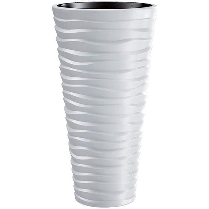 Prosperplast Sand Slim Pot de fleurs avec insert de 8L blanc