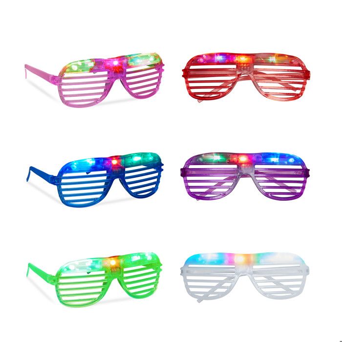 Comparer les prix de Lunette lumineuse de fête lot 10 lumière LED clignote grille festival soirées déguisement costume plusieurs couleurs