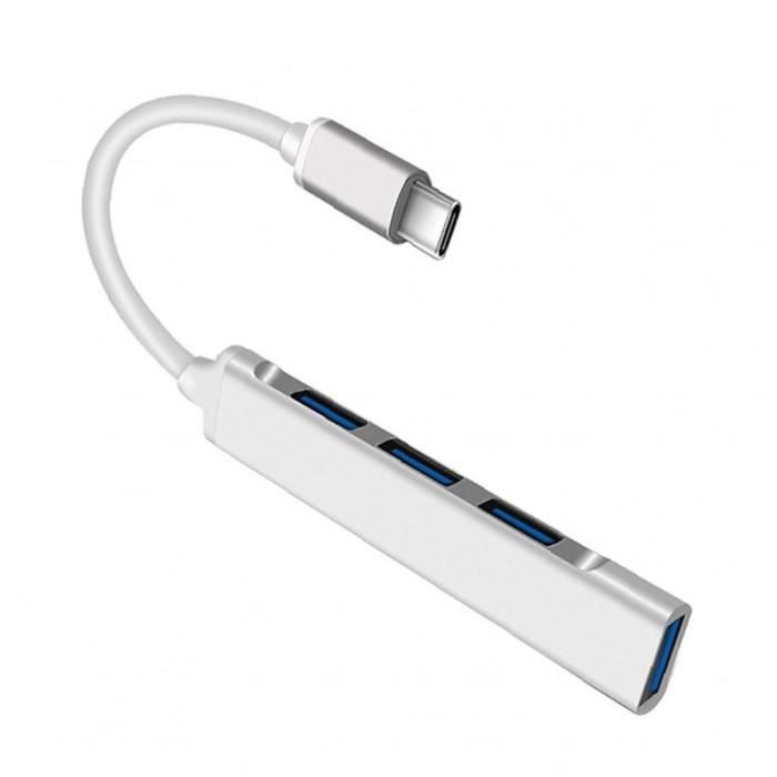Hub USB 3.0 HUB 4 portables ultra-minces de type C .1 Multi Splitter Adapter Data accessoires ordinateur Mac Argent Cadeau mignon