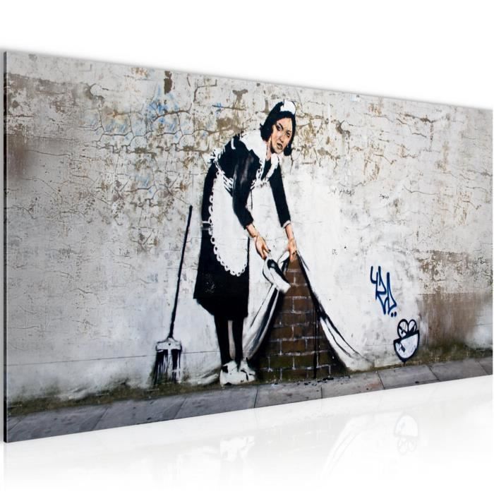 Banksy Toile Wall Art - Moderne Pop Art Décor Oeuvre Abstraite Décor À La Maison Chambre Rue Graffiti Art Mur Photos 40x80cm (16x32in) Avec Cadre