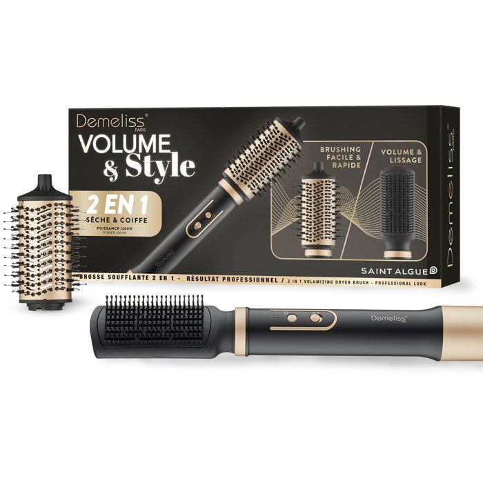 Brosse soufflante 2 en 1 SAINT ALGUE Demeliss Volume & Style 3 températures / Or