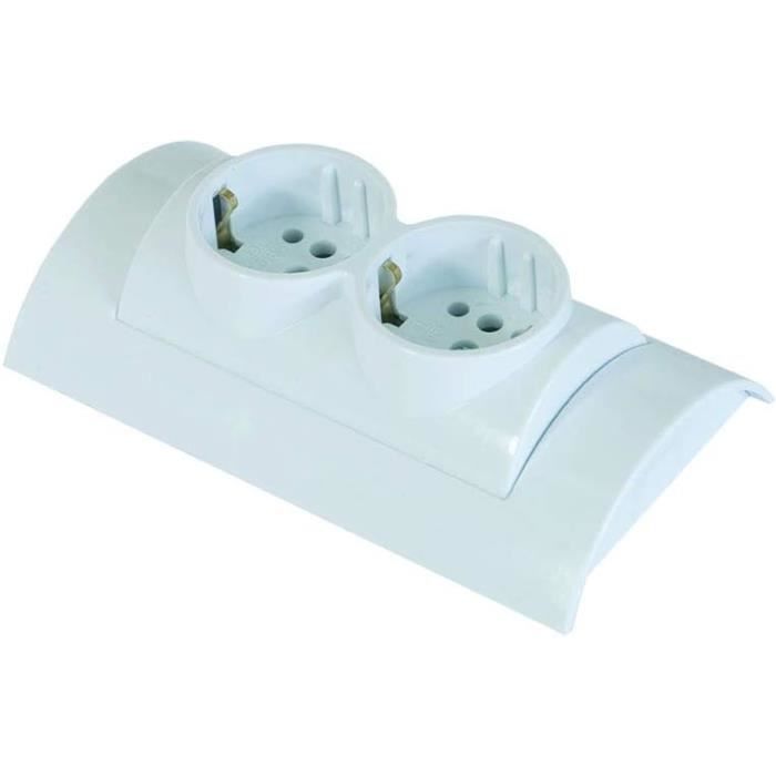 Rallonge Double Prise Schuko - Câble Court 0,5 M - 3x1,5 Mm², 16A, IP44 - Pour Intérieur/extérieur - Noir, Angle 90° - 10