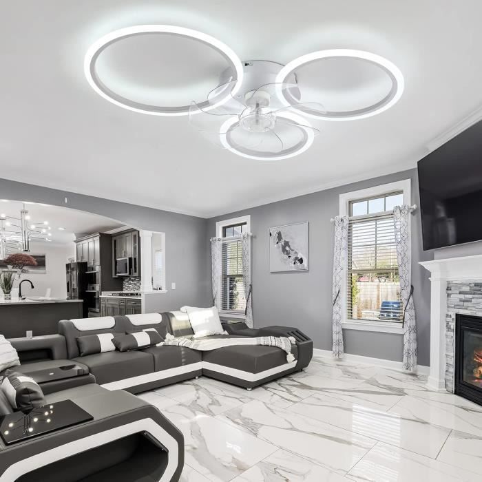 Ventilateur De Plafond Avec Lumière LED - 6 Vitesses, Réversible, Télécommande - Pour Salon Ou Bureau