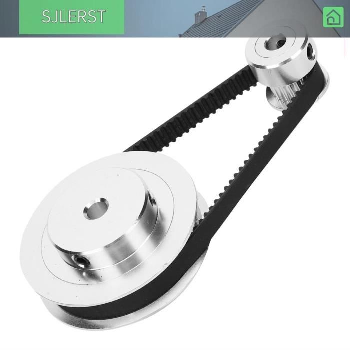 Poulies Synchrones GT-2 20T & 80T Avec Courroie 200mm - Alésage 6,35mm - Alliage Aluminium - Pour Imprimante 3D, Machines
