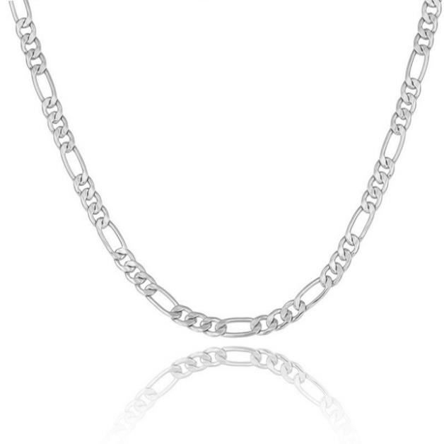 XUANPAI Collier Homme Figaro 1+3 Chaîne Acier Inoxydable Argent - Coffret Cadeau Saint Valentin