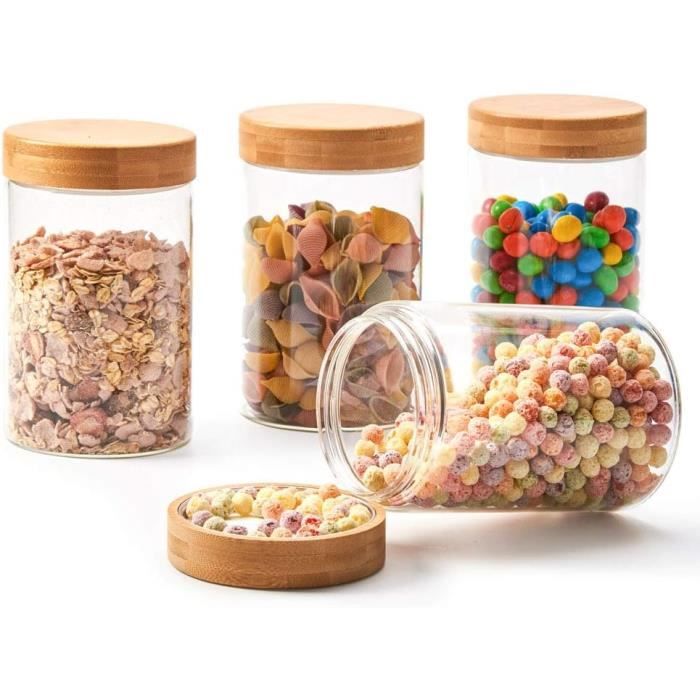 Set De 6 Bocaux De Rangement Cuisine - 1L Et 0,5L - Hermétiques - Pour Farine, Sucre, Café