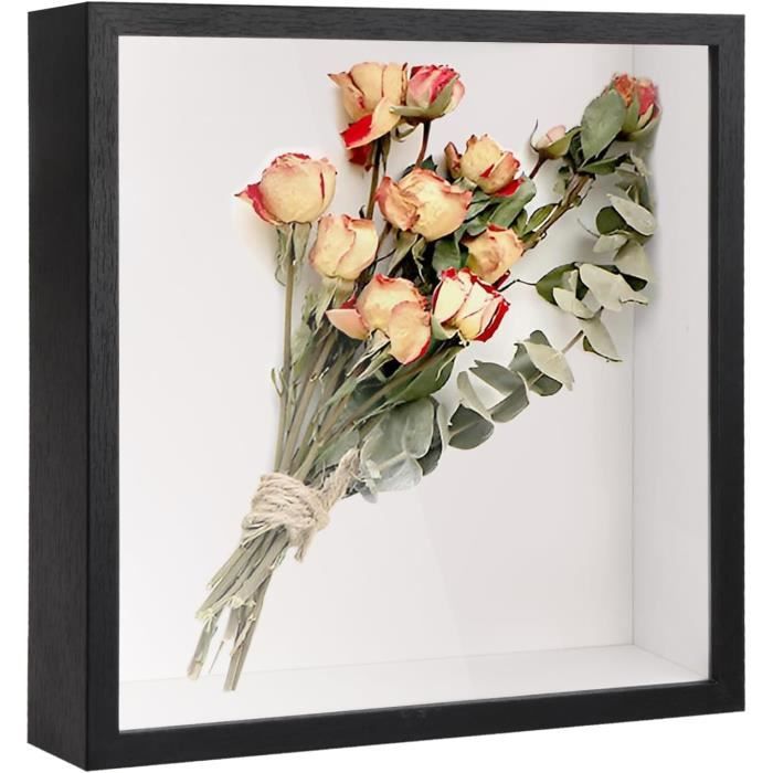 Cadre 3D Profond28x28 Cm Cadre Photo Vitrine 3D Cadre Boîte En Bois Cadre D'Objet Carrée Pour Médailles, Billets, Fleurs, Souvenirs, Blanc | Leroy Merlin