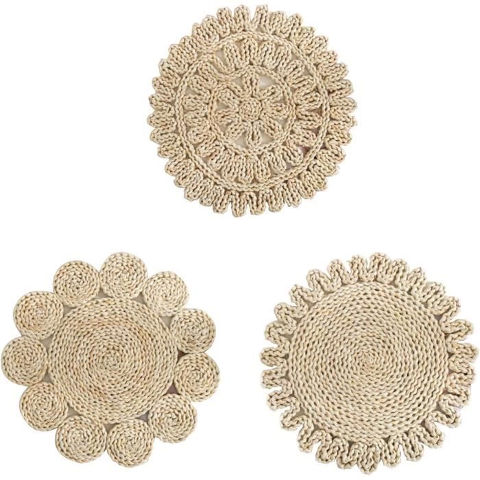 Sets De Table Ronds En Jute Naturel - Lot De 4 Sous-Assiettes 38x38 Cm - Protègent La Table, Style Rustique Et Écologique