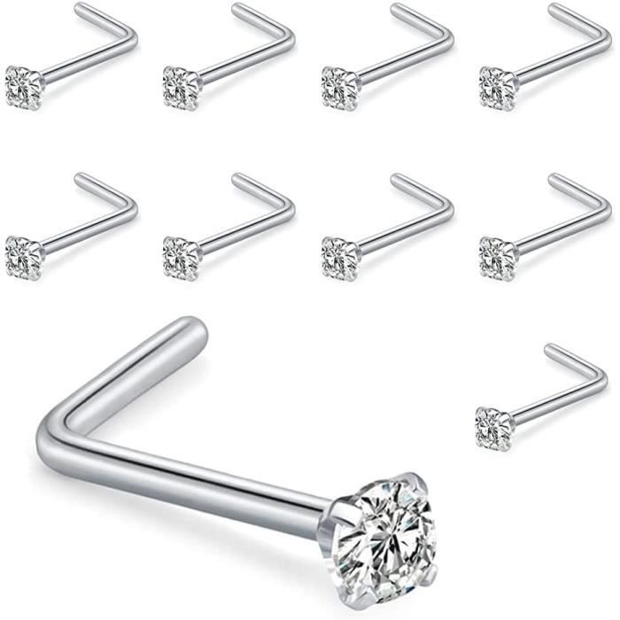 jewellerybox Argent sterling 1,5 mm CZ Claw 24Ga Nez Stud Pin End