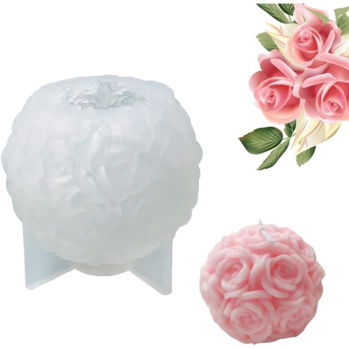 Moule En Silicone Pour Bougie Boule De Fleur De Rose 4-9CM