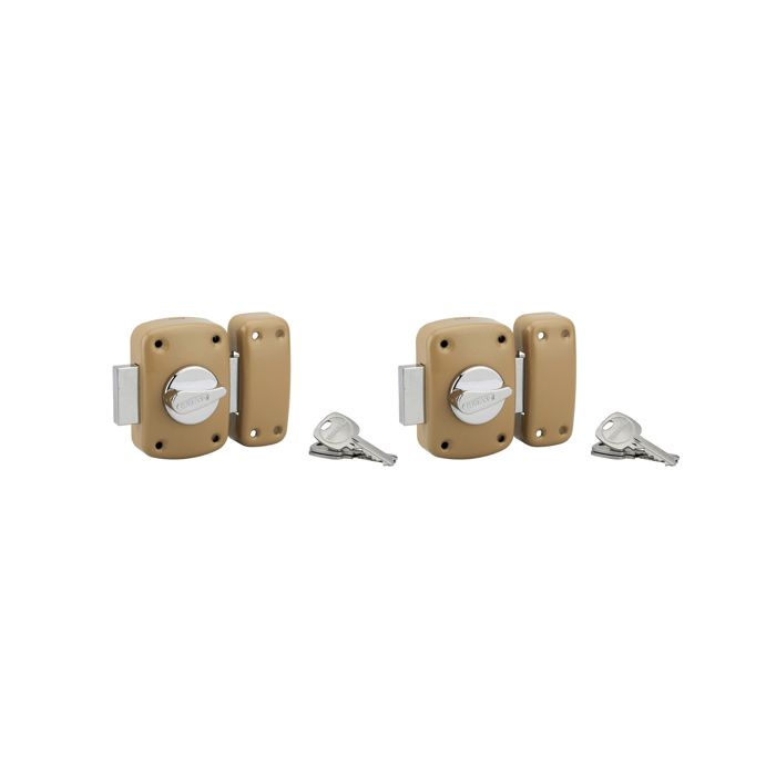 THIRARD - Lot de 2 verrous à bouton Corvette pour porte dentrée cylindre 45mm acier 6 clés époxy bronze - THIRARD