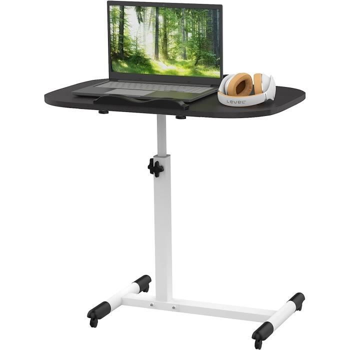 Ejoyous Table De Lit à Roulette Réglable En Hauteur - Bureau Mobile Ordinateur Portable Blanc