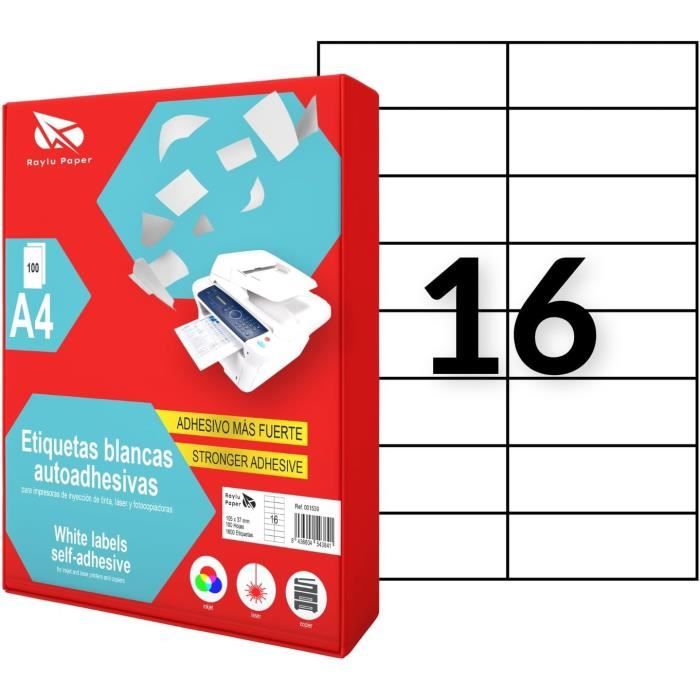 Étiquettes Blanches Apli Agipa 16 Feuilles A5 - 192 étiquettes 48,5 X 38 Mm Pour Classement