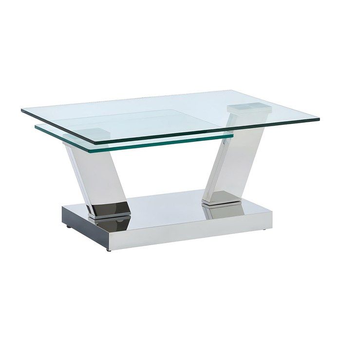 Table basse - VENTE-UNIQUE - OYRUS - Plateaux pivotants - Verre trempé & métal