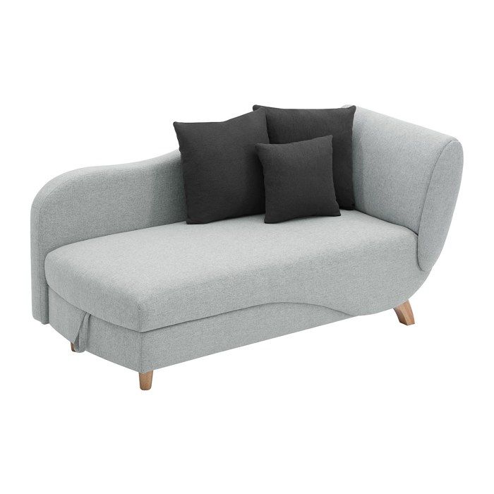 Méridienne gauche convertible en tissu gris clair avec coffre de rangement PENELOPE Méridienne gauche convertible en tissu gris clair avec coffre de rangement PENELOPE