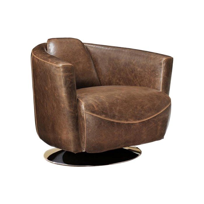 Fauteuil club en cuir vieilli - VENTE-UNIQUE - FLORENTIN - 1 place - Marron - Avec accoudoirs - Vintage Fauteuil club en cuir vieilli - VENTE-UNIQUE - FLORENTIN - 1 place - Marron - Avec accoudoirs - Vintage