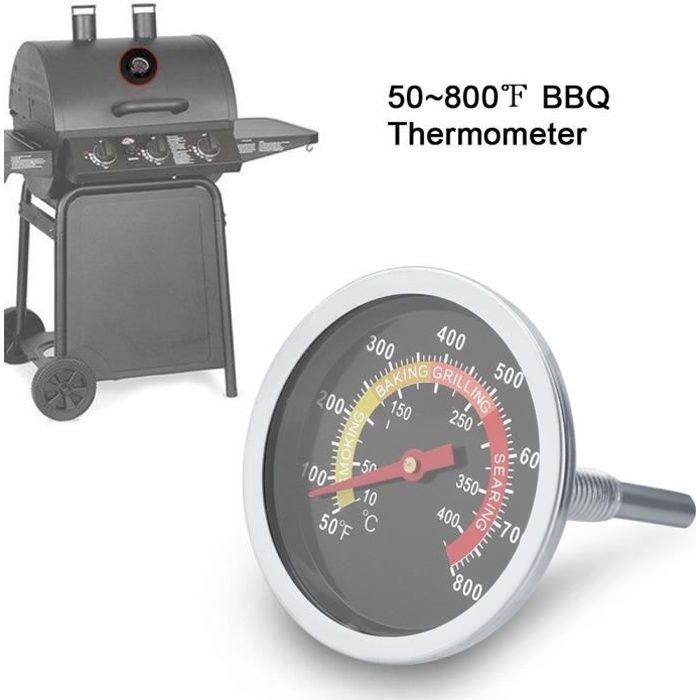 50-500 ℃ Acier Inoxydable Barbecue Smoker Grill thermomètre cuisine Indicateur de Température 
