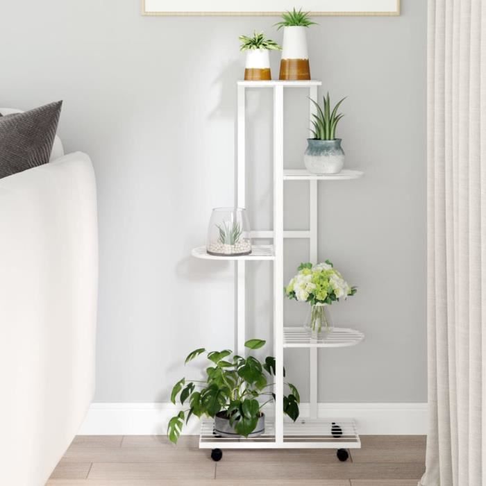 Vidaxl Jardinière à 5 niveaux avec roues 44x23x100 cm Fer