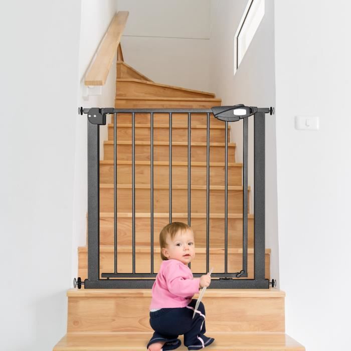 NAIZY Barrière de sécurité pour enfants, barrière d'escalier avec sans  perçage et grille métallique Blanc 95 - 105 cm de large - Cdiscount  Puériculture & Eveil bébé