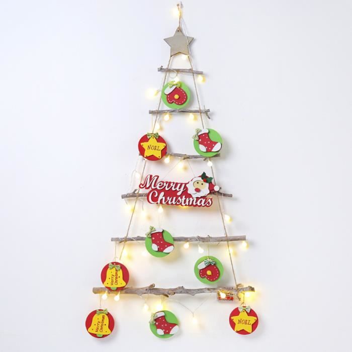 Échelle Murale En Bois Forme Branche - Décoration Suspendue Pour Noël, Support à Ornements, Style Rustique (91x54 Cm)