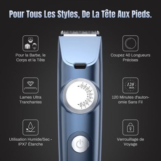SEJOY Tondeuse Cheveux Hommes Professionnel Sans Fil Rechargeable LED, 20  Hauteurs De Coupe De 1 à 20mm, Lames En Alliage, Bleu - Cdiscount  Electroménager