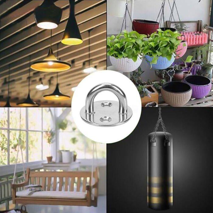 12 Pièces Platine Oeil INOX M5 Mousqueton Platine Ancrage INOX 304 Crochet Oeillet INOX Plaque à