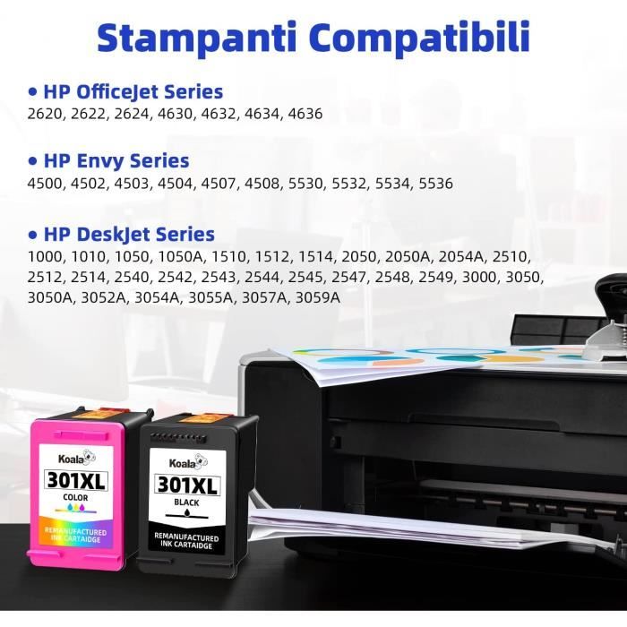 COMETE 301 Pack 2 Cartouches Compatibles avec HP 301 CH562EE Couleur Encre  pour Imprimante HP Officejet Envy Deskjet (2 Couleurs) : :  Informatique