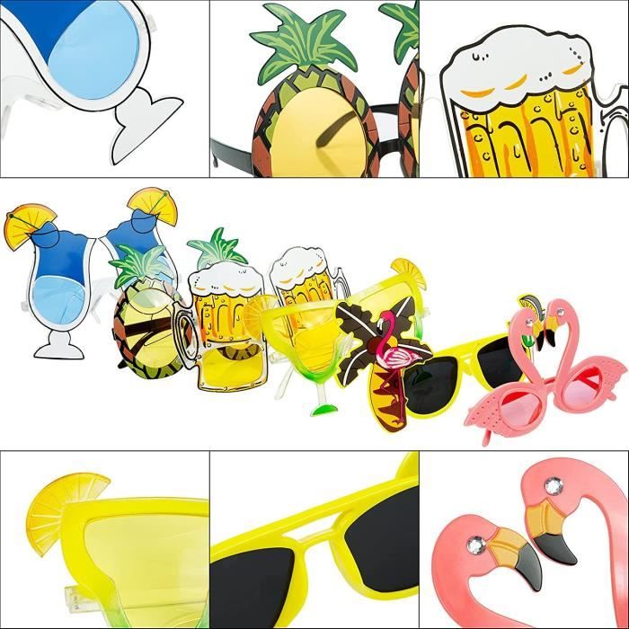 Lot De 9 Lunettes De Soleil Fun Hawaïennes - Accessoire Pour Fête Plage, Piscine, Anniversaire