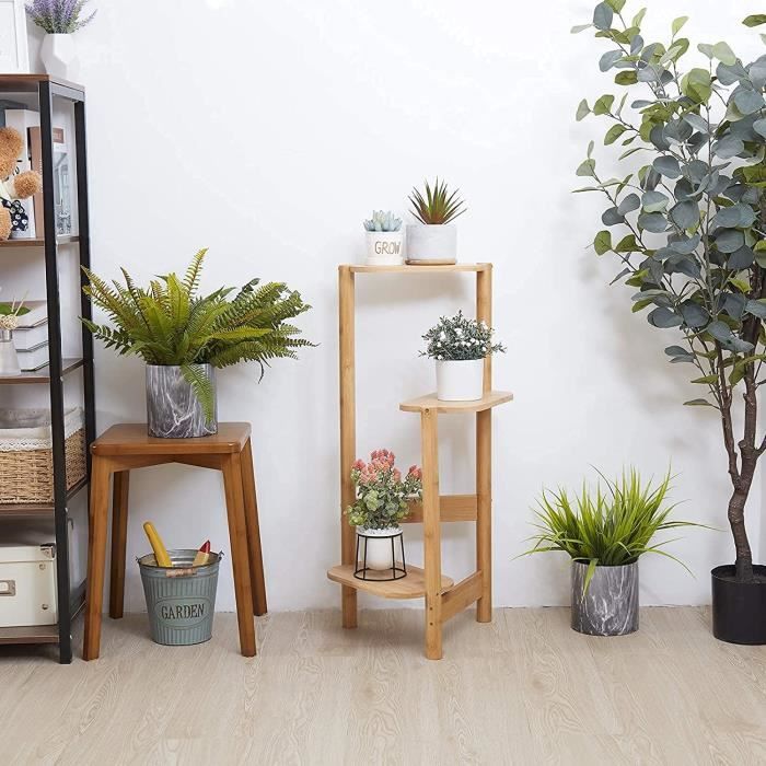 RETON Support Plante Moderne Milieu Du Siècle En Bambou - 25 Cm, Intérieur & Extérieur, Jardin, Bureau, Maison (avec 8 Patins Antidérapants)