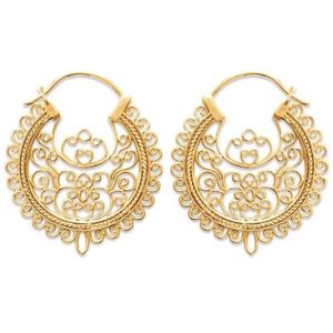 Boucles D'oreilles Créoles Plaquées Or Avec Zircon - Style Savoyarde - Neuf Avec étiquettes