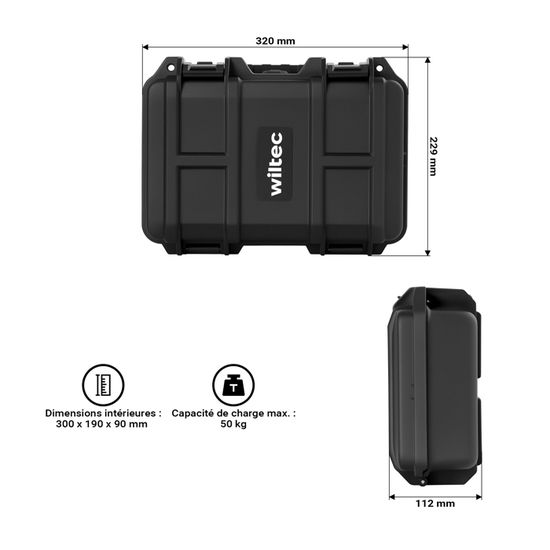 Wiltec Mallette de transport universelle robuste – 25 x Wiltec Mallette de transport universelle robuste – 25 x