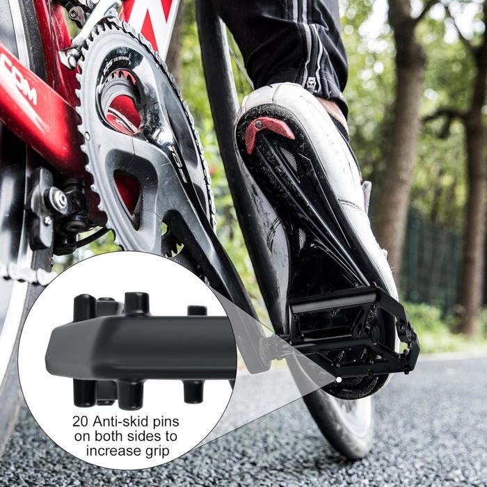 Pédales VTT En Alliage Alu Et Nylon Antidérapantes – Roulements DU, Compatibles Route Et Montagne (noir, Blanc, Rouge, Gris, Violet)