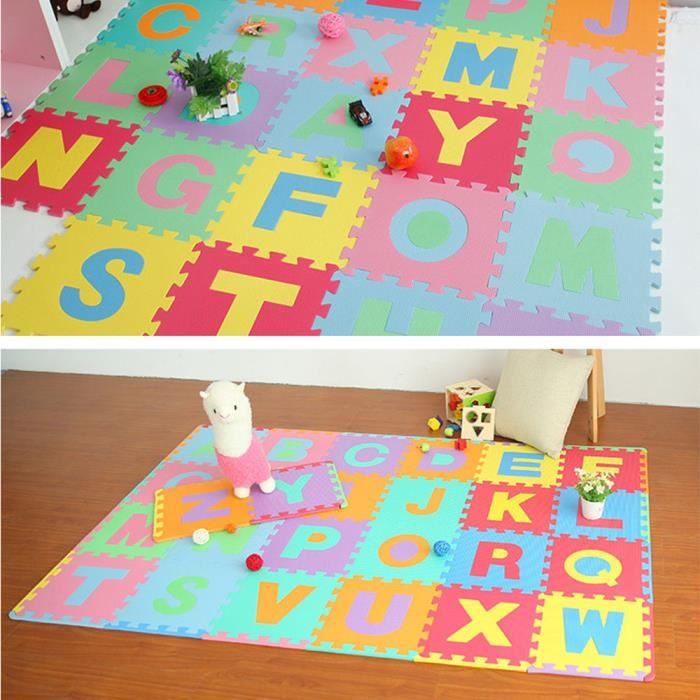 36PCS Puzzle Tapis Mousse, Tapis De Jeu Très Résistant Pour Enfants Jeu Tapis De Puzzles Pour Bb Non Toxique Alphabets Chiffres Eva Multicolore 56700368