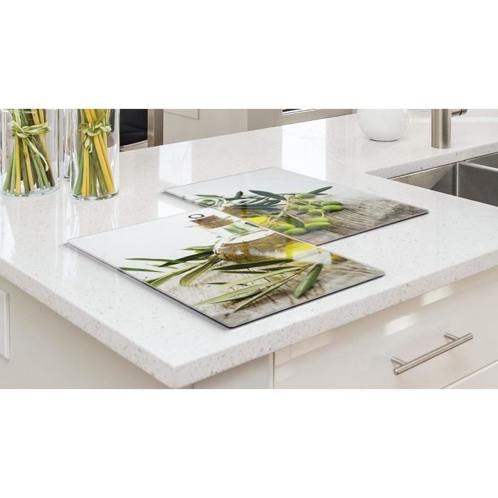 Plaque De Protection Verre Trempé 60x52 Cm - Motif Granite Pour Planche à Découper Et Cuisinière