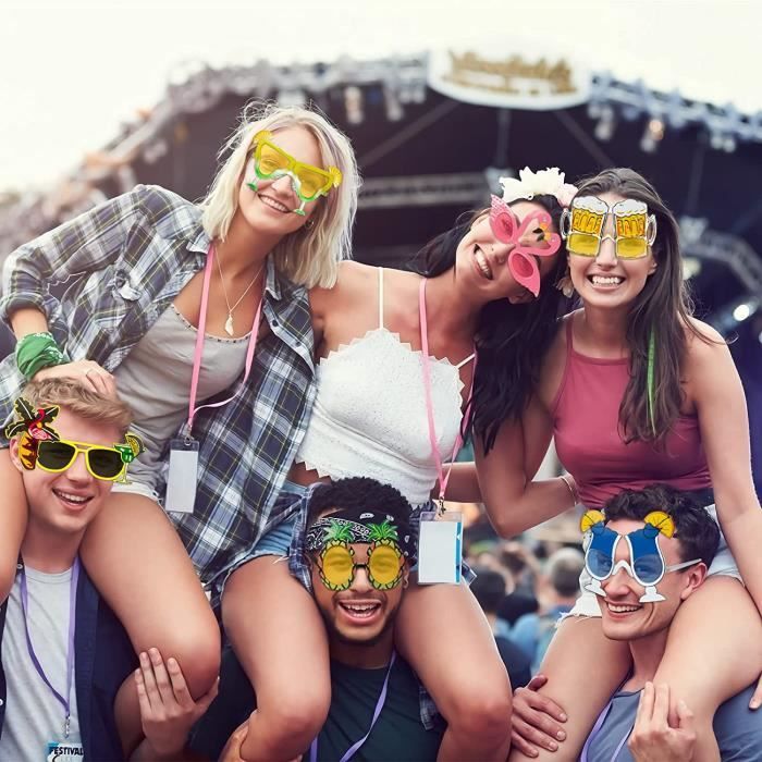 18 Lunettes Funky Forme Cœur/Étoile/Flamme - Pour Fêtes Et Déguisements - Taille Unique