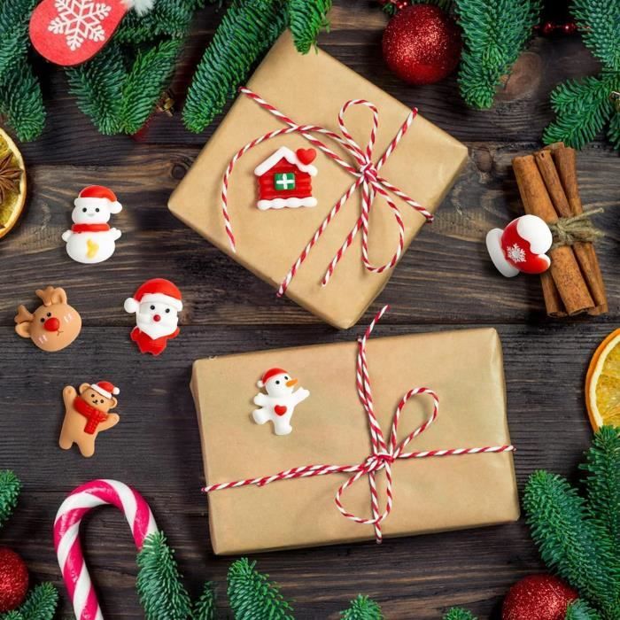 60 Pièces Décorations De Noël En Résine - Père Noël, Sapin, Bonhomme De Neige - Pour Arbre Et Bricolage - 2