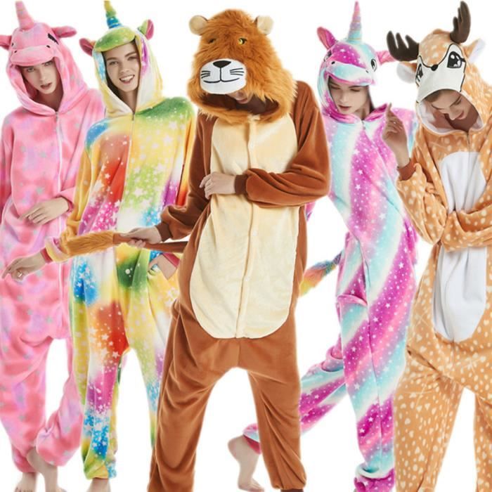Combinaison animaux pyjama MOBIGARLAN grenouillere adulte ado cartoon deguisement chemise de nuit Vetement