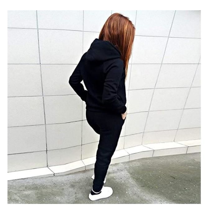 Tenue de jogging pour femme Sweat a capuche et pantalon de survetement a manches longues assortis Survetement 2 pieces S Noir Cdiscount Pret a Porter