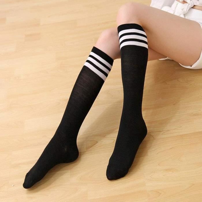 3 paires Chaussettes Hautes Montantes Femme Chaussettes de Genoux Longues  Style Simple,Noir+Gris+Blanc,Taille unique 3 Paires - Cdiscount  Prêt-à-Porter