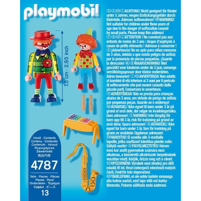 FIGURINE PLAYMOBIL CLOWN CIRQUE ARÈNE MUSICIEN CLOWNS CIRQUE TROMPETTE