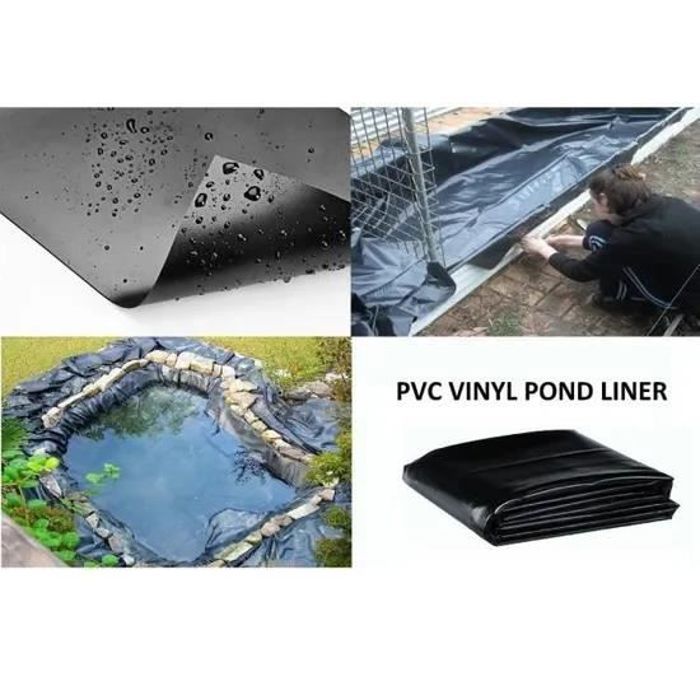 Bâche Pour Bassin Jardin PVC 0,5 Mm Noire - 3m X 4m - Résistante Aux UV Et Gel