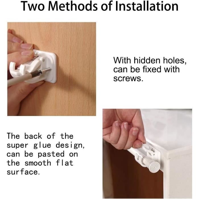 Supports De Tringle à Rideaux Sans Perçage - Lot De 8, Adhésif Puissant, Pour Salle De Bain, Chambre
