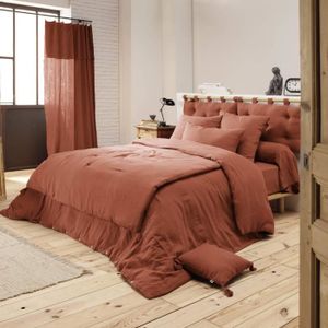 Housse De Couette 240x260 Cm Today - 100% Coton - Couleur Terre Cuite - Pour Lit 2 Personnes