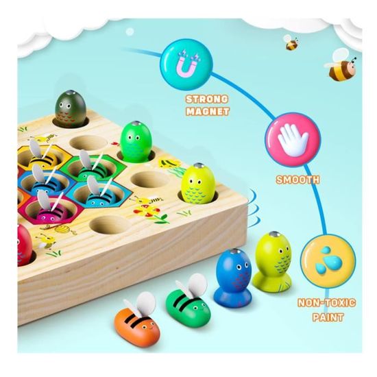 Small Foot Jeu De Pêche En Bois Magnétique – 2 Cannes, 10 Animaux Marins, Jouet éducatif Motricité Dès 2 Ans, 12627