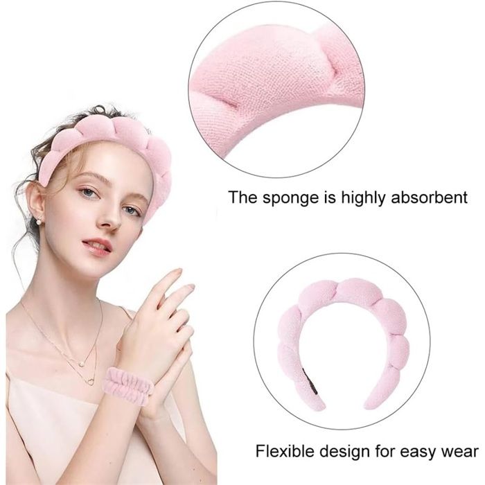 3 Bandeaux De Lavage Escargot - Serre-tête Doux En Polaire Pour Maquillage, Yoga, Douche (Gris, Rose, Écru)