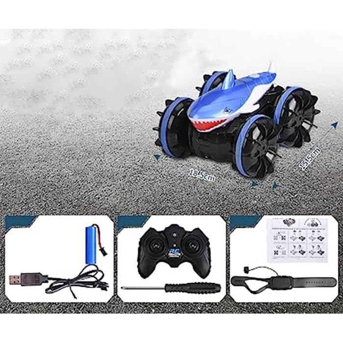 Voiture Télécommandée Amphibie 4WD - Étanche, Lumières LED, Télécommande Gestuelle